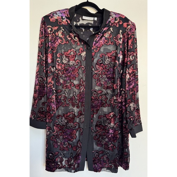 Vtg Y2K Dressbarn Top Tunic 18W Burnout Velvet Fairy Whimsigoth Boho Festival - Picture 8 of 16